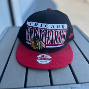Chicago Blackhawks New Era 9FIFTY NHL Black Red Snapback Original Fit Hat Cap